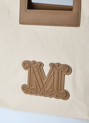 Max Mara Canvas Tote with Leather Accents Beige max0264067