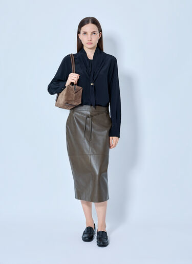 LN-CC® - Max Mara: Leather Midi Skirt - Brown Max Mara Leather Midi Skirt Brown max0265020