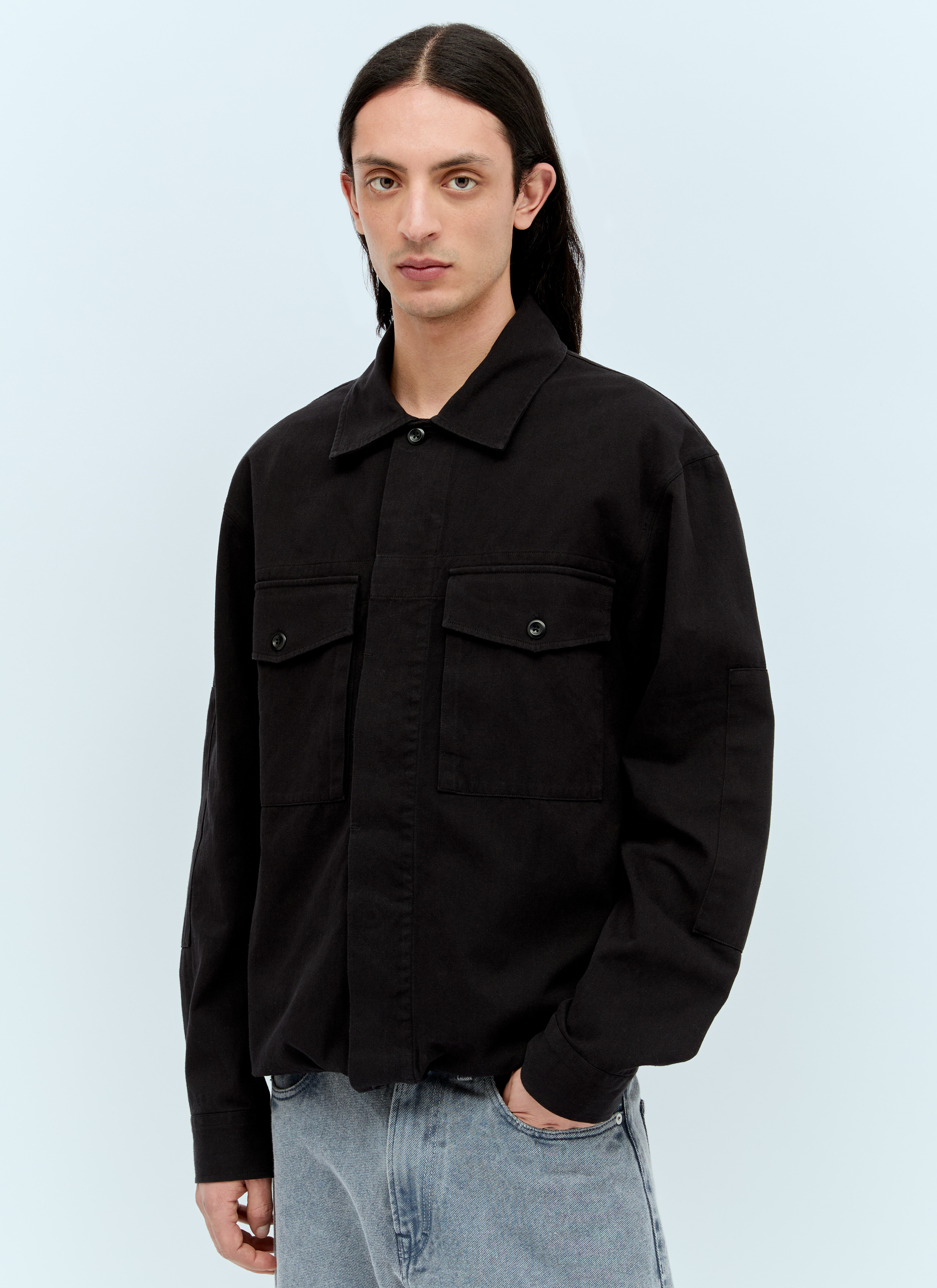 MHL by Margaret Howell Men's' Drawcord Shacket in Black | LN-CC®