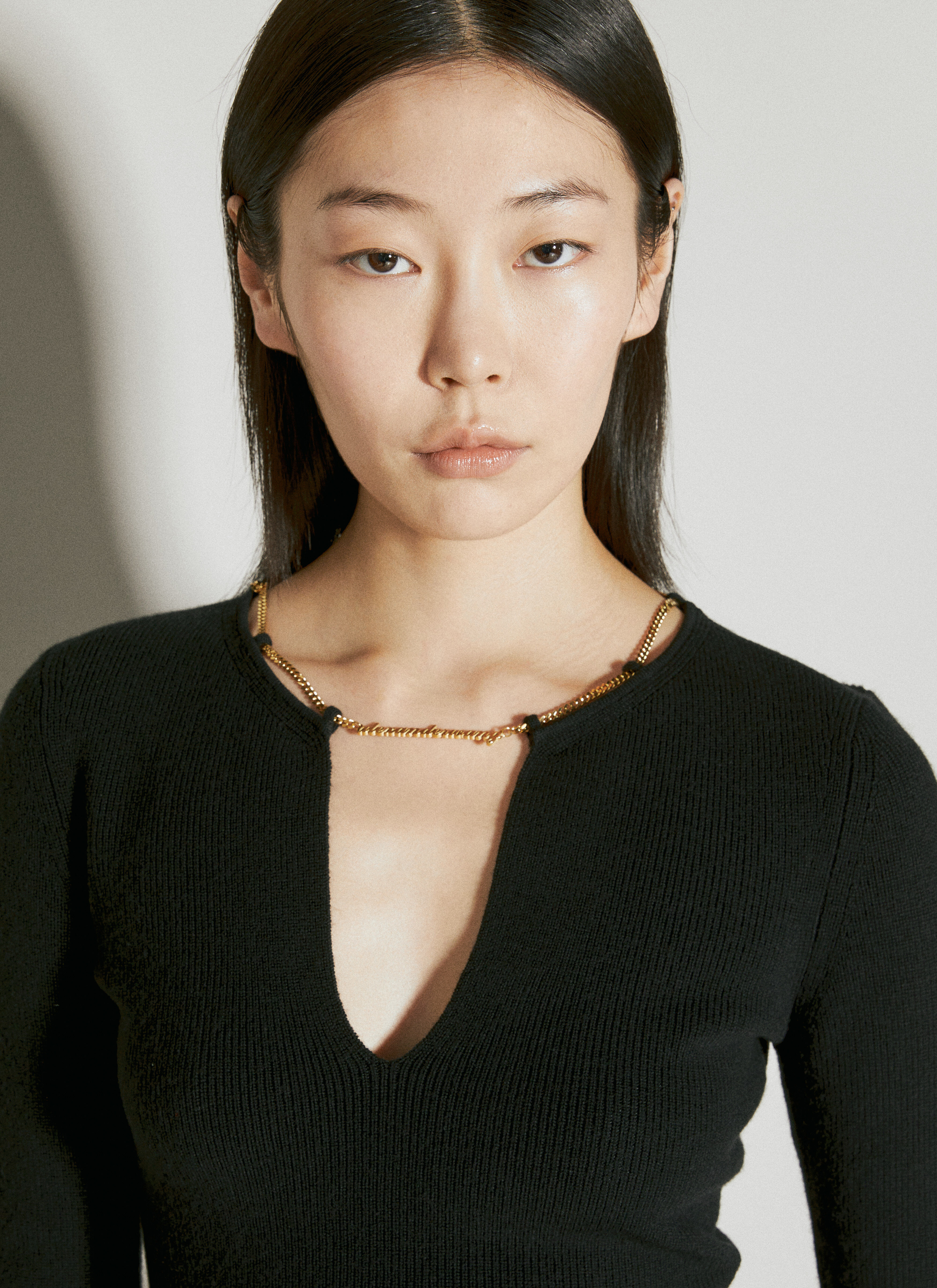 Alexander Wang Nameplate Chain Sweater in Black fur Damen LN CC