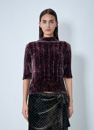 Dries Van Noten Velour Rib Sweater Purple dvn0262015