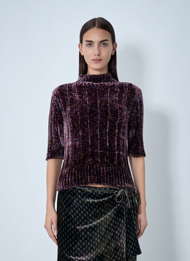 Velour Rib Sweater Dries Van Noten Velour Rib Sweater Purple dvn0262015