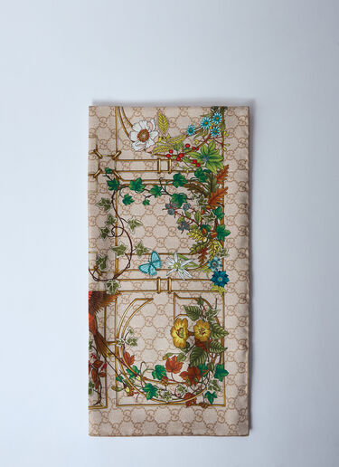 Gucci Printed Silk Scarf Beige guc0259066