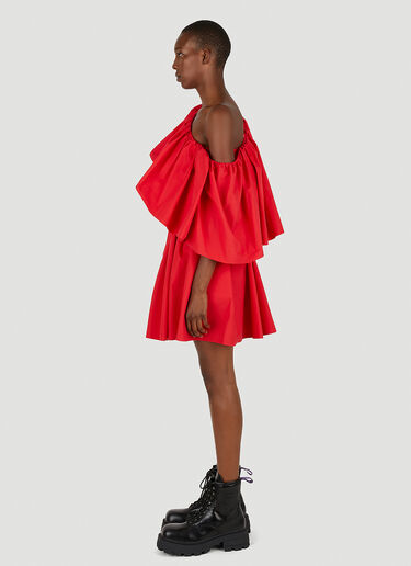 Alexander McQueen Asymmetric Ruffle Mini Dress Red amq0250065