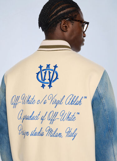 Off-White Gothic Wool Denim Varsity Jacket Blue ofw0162050
