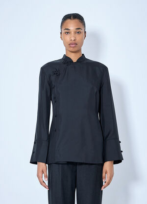 RÓHE Pankou Closure Silk Top Black roe0265007