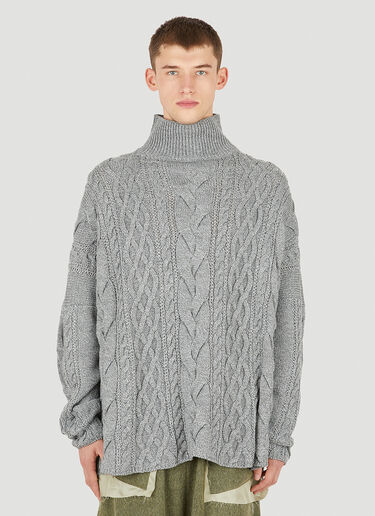 Sulvam Cable Knit Jumper Dark Grey sul0150011