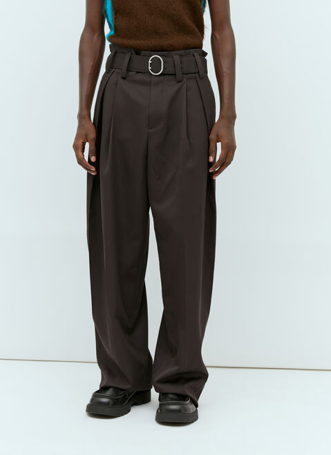 Jil Sander+ Belted Wide Leg Wool Pants Black jsp0156004