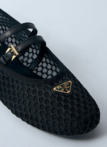 Prada Mesh Ballerina Flats Black pra0260003