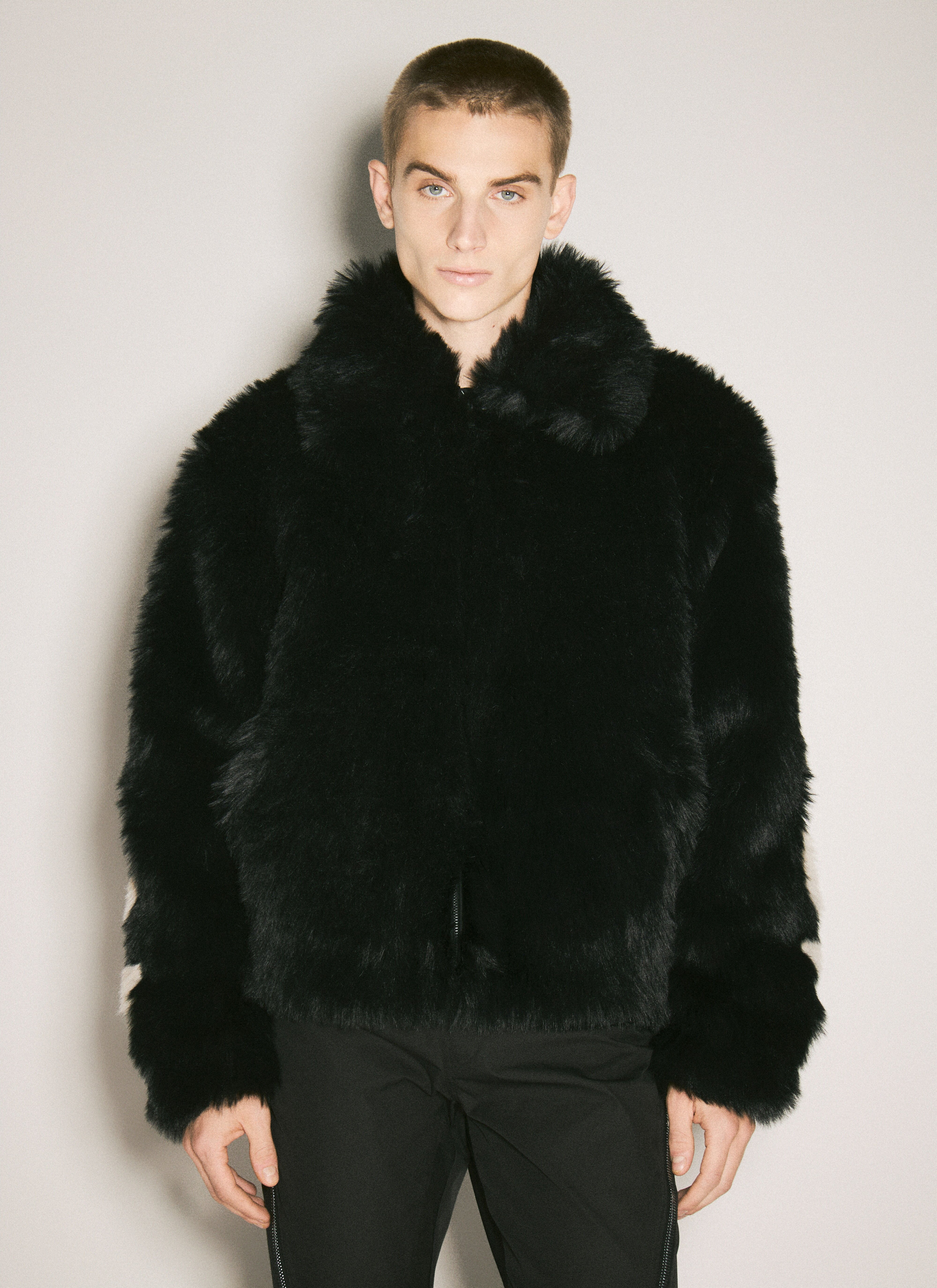 Slip pockets faux fur coat shop
