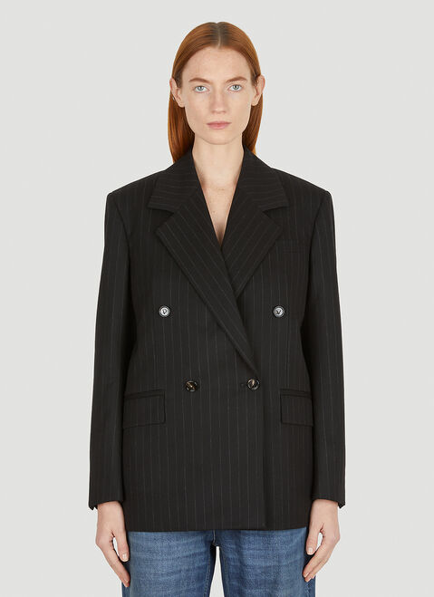 Gucci Double-Breasted Pinstripe Blazer Burgundy guc0251293