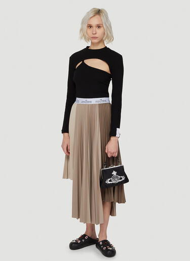 Rokh Asymmetric Pleated Skirt  Brown rok0247010