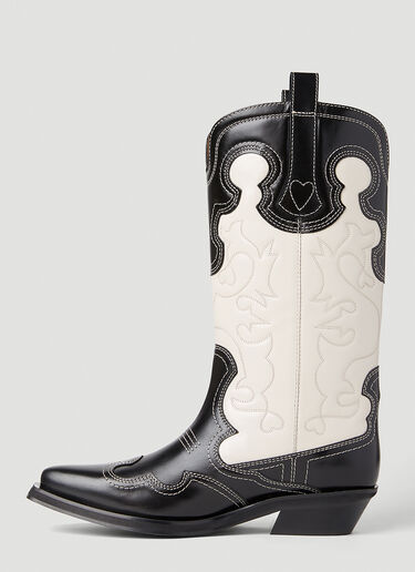 GANNI Embroidered Western Boots Black gan0252039
