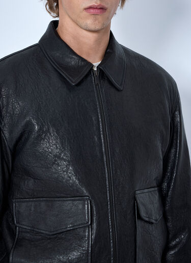 LN-CC® - Saint Laurent: Zip-Front Leather Jacket - Black Saint Laurent Zip-Front Leather Jacket Black sla0164012