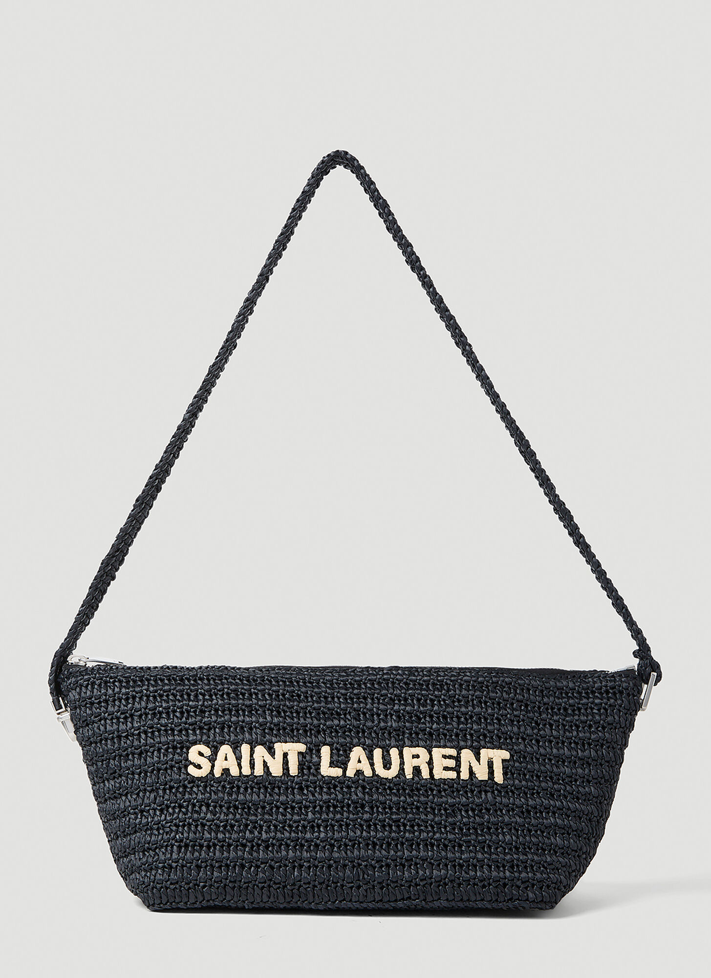 Saint Laurent Le Raffia Shoulder Bag Male Black