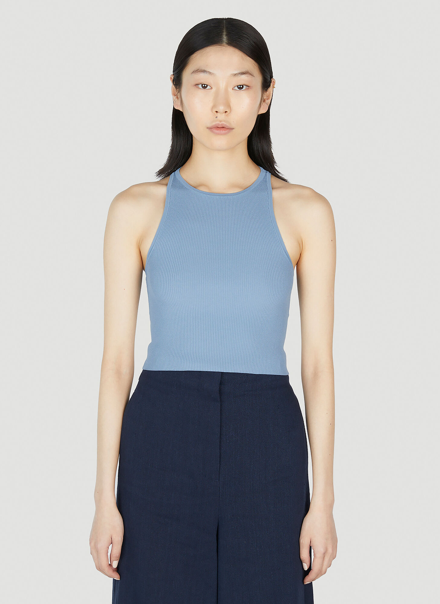 Shop Max Mara Turku Ribbed Top In Light Blue