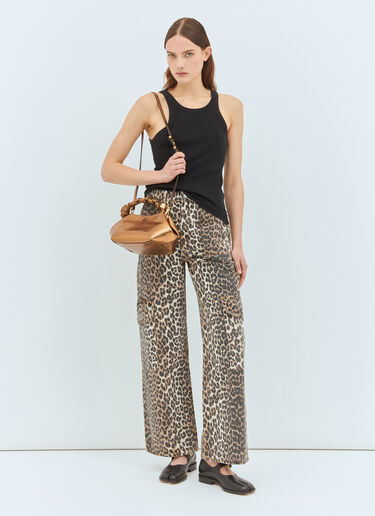 GANNI Angi Leopard Print Jeans Brown gan0258082
