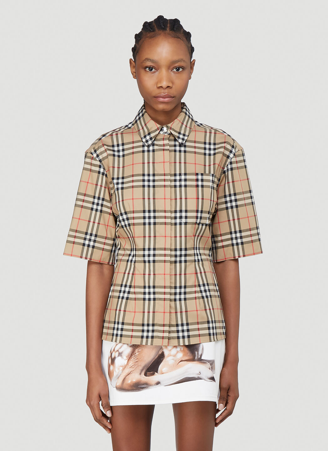 Burberry short-sleeve hotsell vintage check shirt
