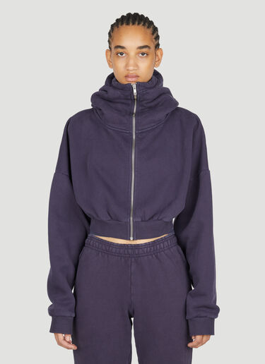 Entire Studios Cropped Hooded Zip-Up Sweatshirt Navy ent0253007