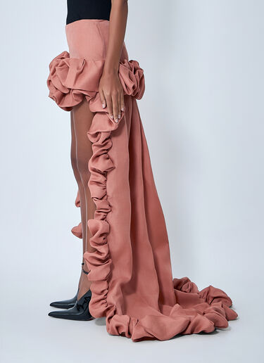 Silk Ruffle Skirt Saint Laurent Silk Ruffle Skirt Burgundy sla0261017