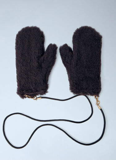 LN-CC® - Max Mara: Ombrato Teddy Fabric Mittens - Burgundy Max Mara Ombrato Teddy Fabric Mittens Burgundy max0266073
