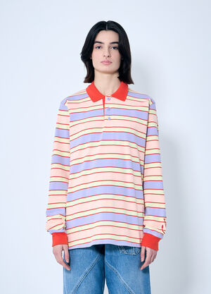 JW Anderson Striped Polo Shirt With Contrast Trims Purple jwa0259005
