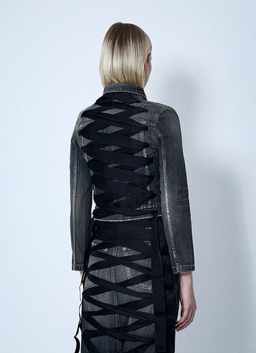 Balenciaga Lace-Up Denim Jacket Dark Grey bal0260002