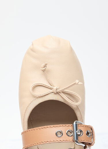 Miu Miu Ballerina Flats With Buckle Straps Beige miu0256015