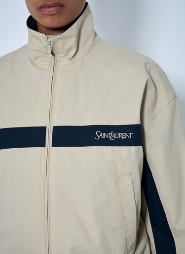 Saint Laurent High-Neck Panelled Jacket Beige sla0263012