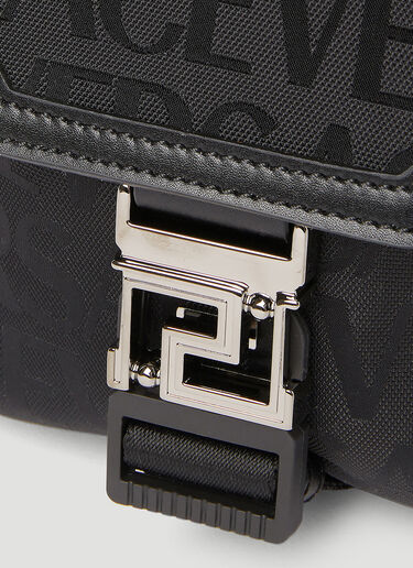 Logo Jacquard Crossbody Bag Versace Logo Jacquard Crossbody Bag Black ver0153047