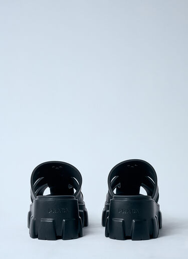 Prada Logo Plaque Rubber Sandals Black pra0260008