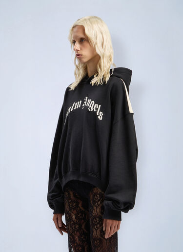 Curved Logo Track Crop Hooded Sweatshirt Palm Angels Curved Logo Track Crop Hooded Sweatshirt Black pma0262077