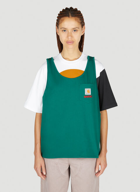 Marni x Carhartt Logo Patch Bib T-Shirt Green mca0250015