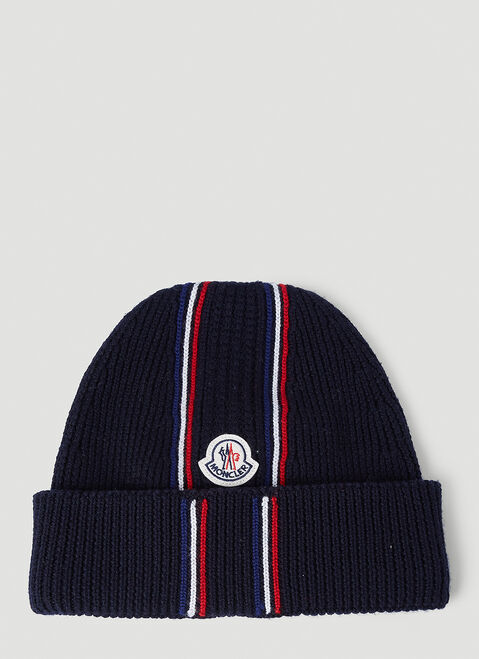 Moncler Stripe Beanie Hat Khaki mon0154036