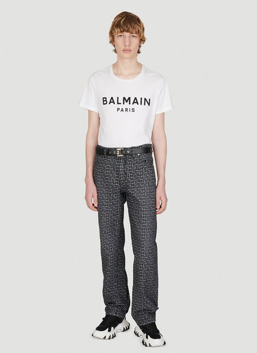 Balmain 로고 프린트 티셔츠 화이트 bln0153003