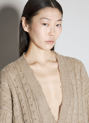 MM6 Maison Margiela Cable Knit Cardigan Beige mmm0254008