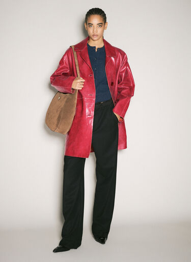 Prada Crackle Suede Coat Red pra0258011