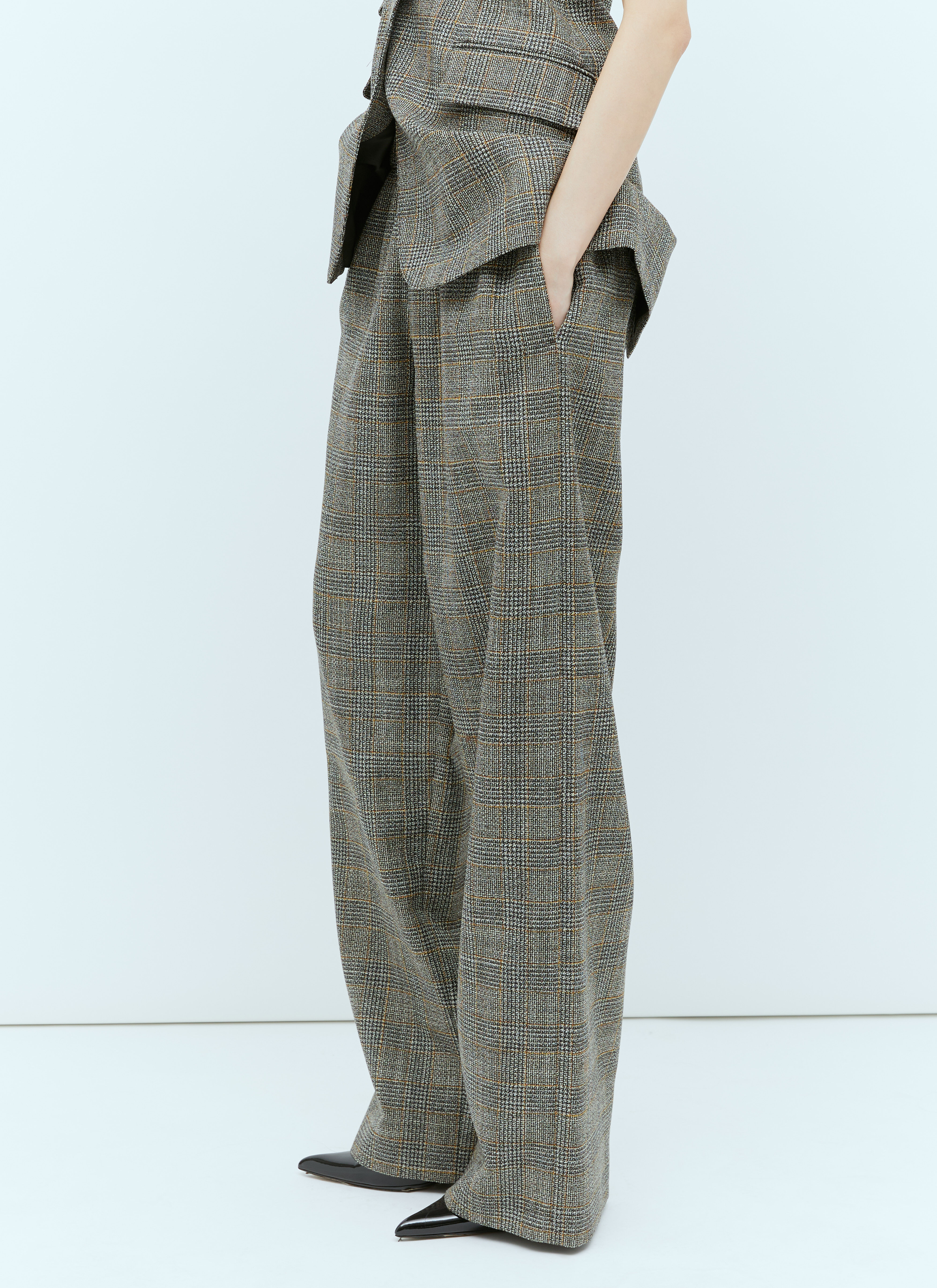 Gucci Women s Prince Of Wales Wool Pants in Grey LN CC