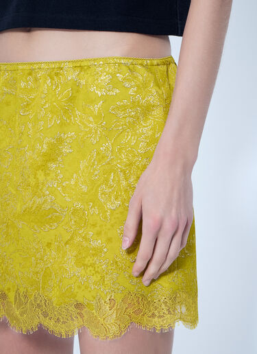 LN-CC® - Saint Laurent: Baroque Mini Skirt in Jacquard and Lace - Yellow Saint Laurent Baroque Mini Skirt in Jacquard and Lace Yellow sla0265026