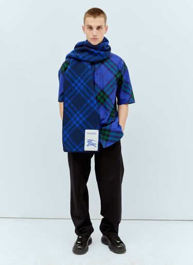 Burberry 格纹羊毛围巾 藏蓝色 bur0355002