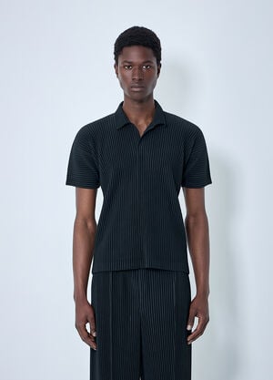 Homme Plissé Issey Miyake Pleated Short Sleeve Shirt Black hmp0164009