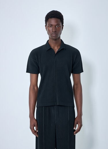 Homme Plissé Issey Miyake Pleated Short Sleeve Shirt Black hmp0164009