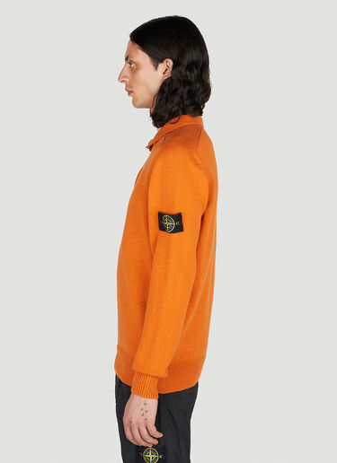 Stone Island Compass 贴饰拉链针织衫 橙色 sto0152046