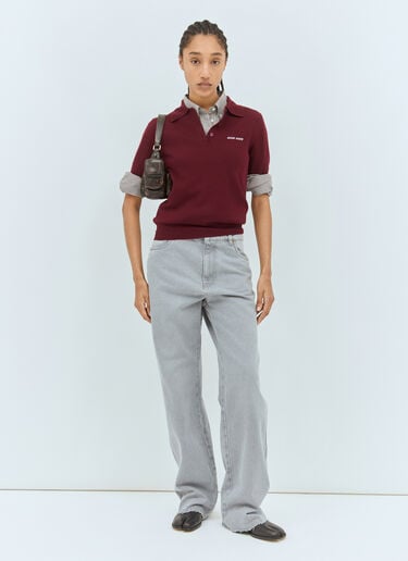Miu Miu Wool Polo Shirt Burgundy miu0258076