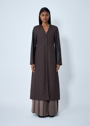 Max Mara Quilted Maxi Coat Brown max0262050