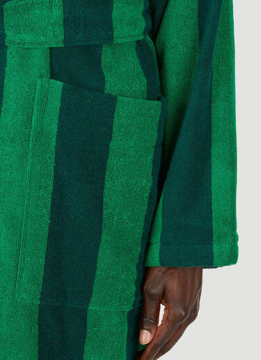 TEKLA Block Stripe Hooded Bath Robe Green tek0349037