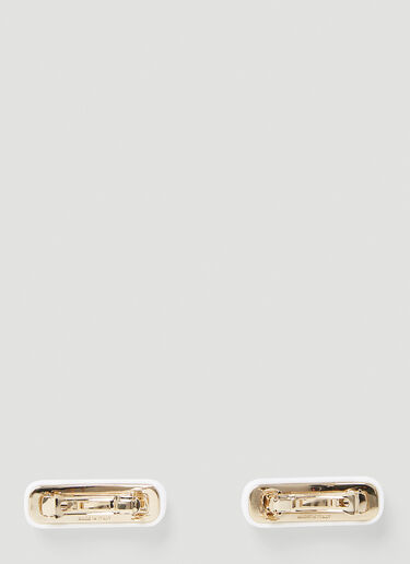 Miu Miu Set of Two Logo Hair Clips White miu0254043