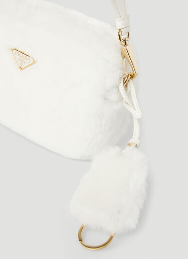 Prada Shearling Shoulder Bag White pra0251020