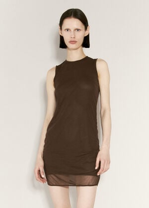 Miu Miu Tulle Tank Mini Dress Brown miu0257007