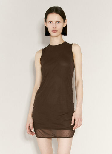 Saint Laurent Tulle Tank Mini Dress Brown sla0255027